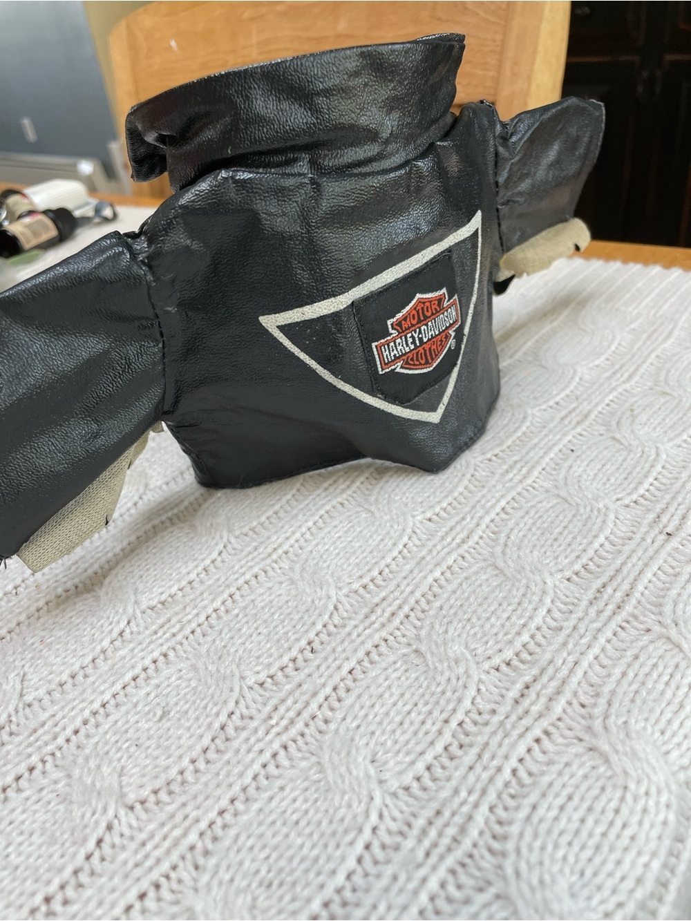 Harley-Davidson Black Leather-look Mini Jacket w/Patch for doll/stuffed animal